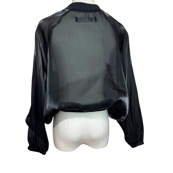 Zara Semi Transparent Bomber Style Jacket Black. Size: XS (NWOT) - Picture 3 of 5